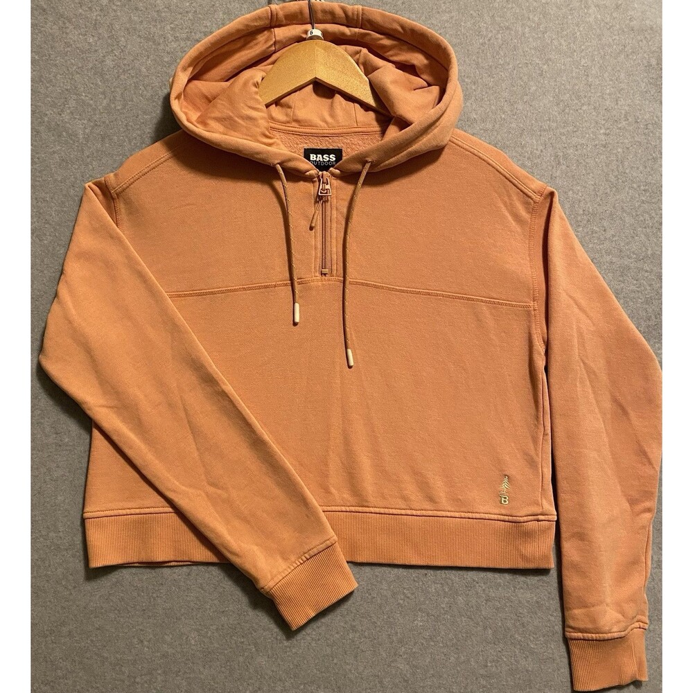 Bass Outdoor B-warm Hoodie Womens‎ XS Orange Hibernate 1/4 Zip MSRP $49 BA32F589
